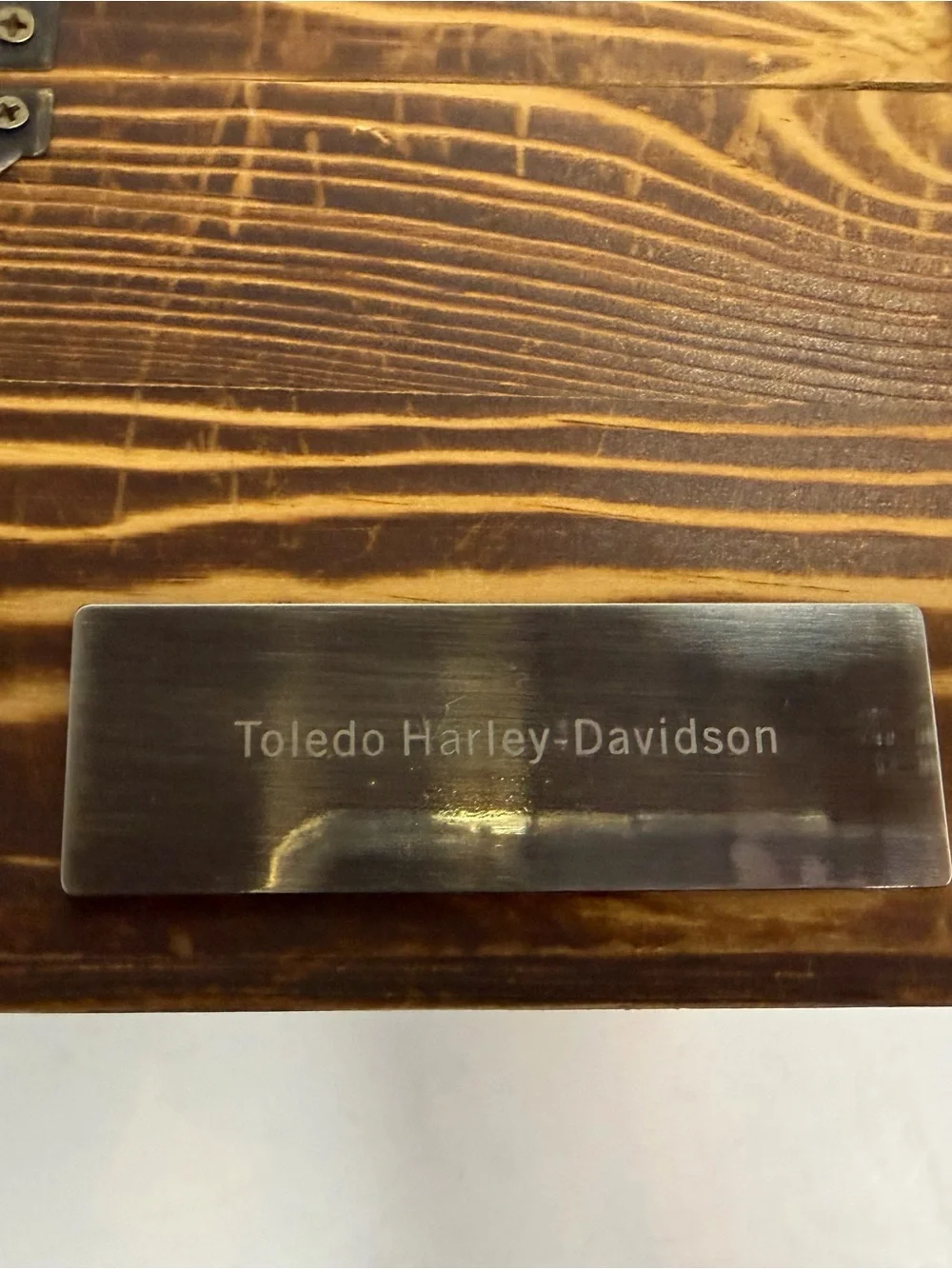Harley-Davidson Official Whiskey Glass Gift Set 2 - Rustic Wooden Box Toledo